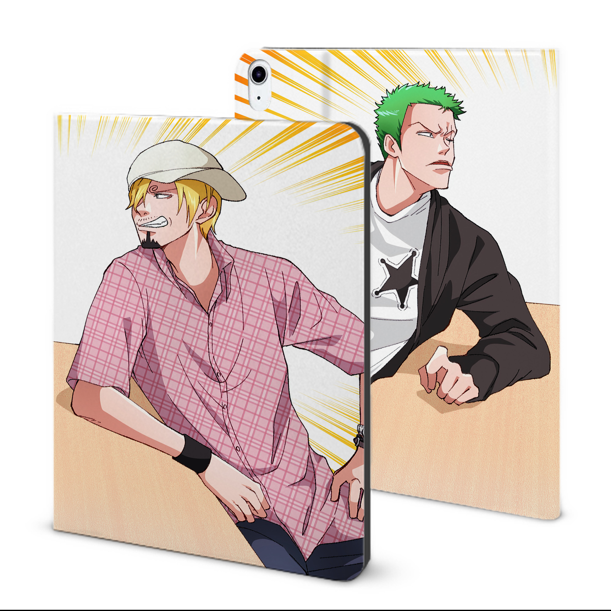 ワンピース ONE PIECE IPad ケース ブック型 PUレザー TPU 耐衝撃 軽量 薄型 ペン収納なし 全面保護 IPad 各モデル対応